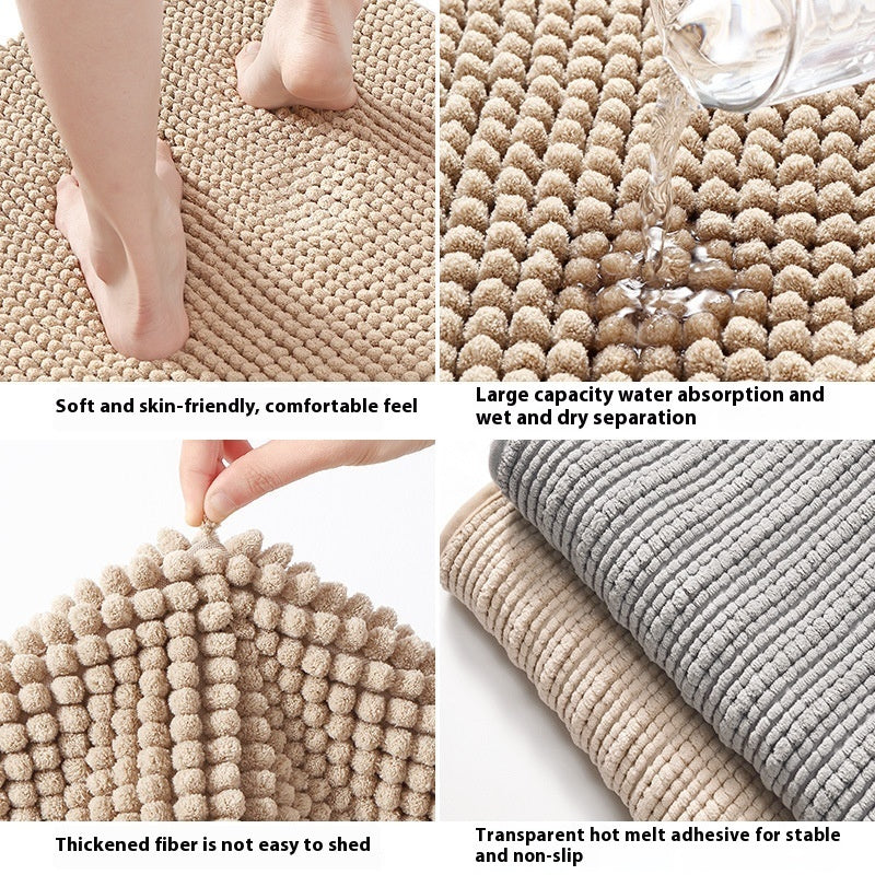 Chenille Floor Mat Soft Absorbent Non Slip Bathroom Bedroom Carpet