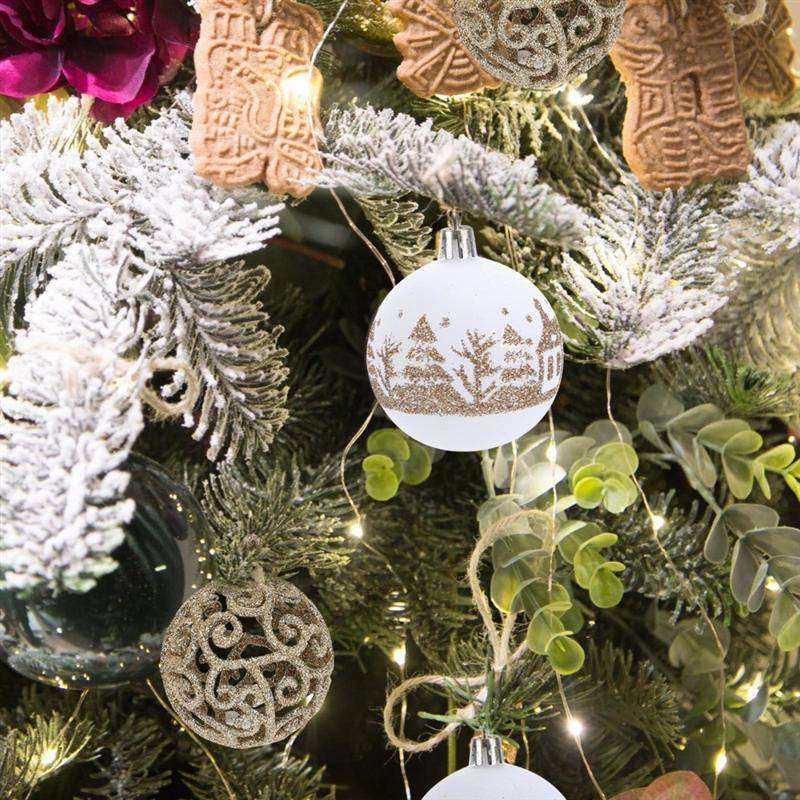 9pcs Christmas Balls Set Xmas Tree Hanging Pendants Shiny Drop Ornaments Home Decor