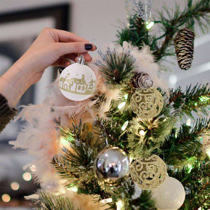 9pcs Christmas Balls Set Xmas Tree Hanging Pendants Shiny Drop Ornaments Home Decor