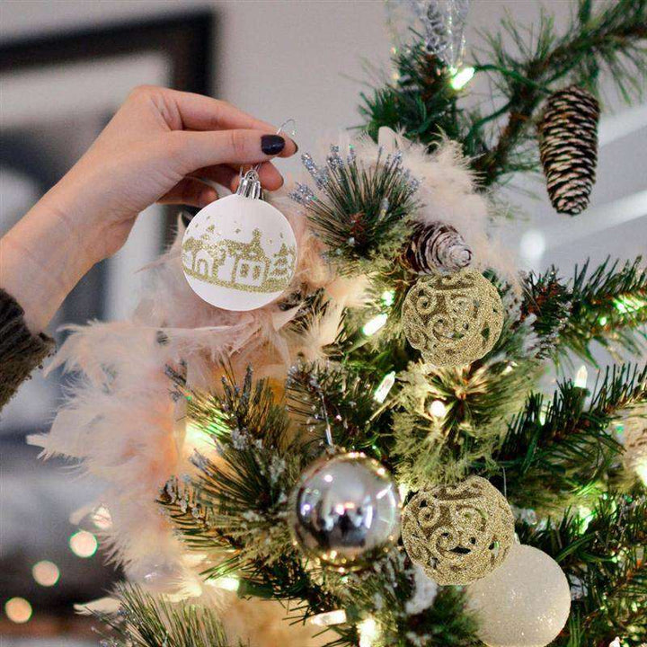 9pcs Christmas Balls Set Xmas Tree Hanging Pendants Shiny Drop Ornaments Home Decor
