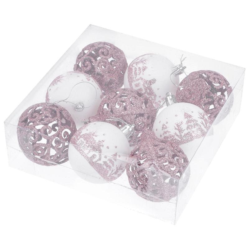 9pcs Christmas Balls Set Xmas Tree Hanging Pendants Shiny Drop Ornaments Home Decor