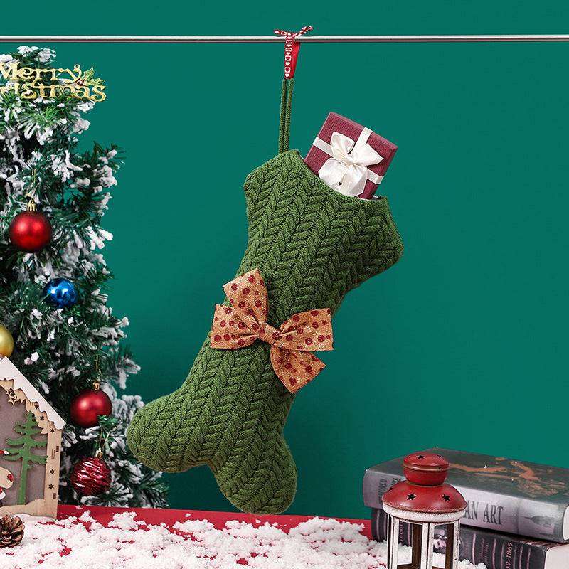 Christmas Gift Bag Decorations Knitting Wool Hanging Gift Bag
