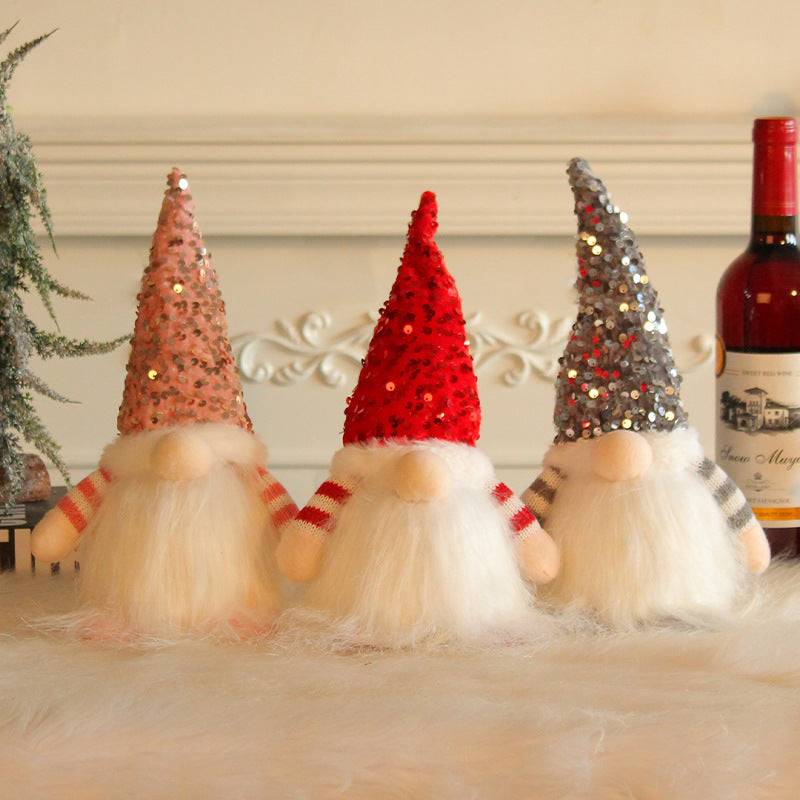 Christmas Gnome Ornaments Glowing Faceless Doll with Light for Party Decoration