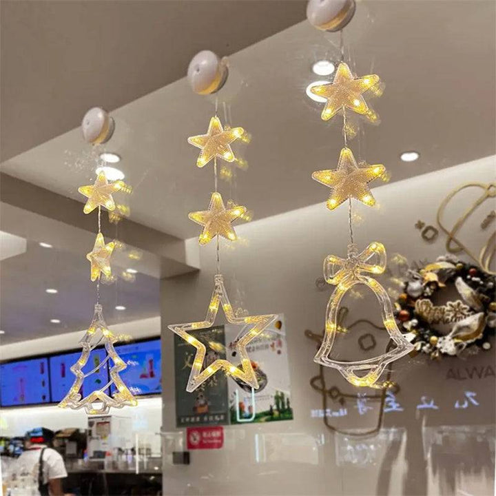 Christmas LED Window Lights 3pcs Star Hanging Lamp Ornaments for Home Decoration