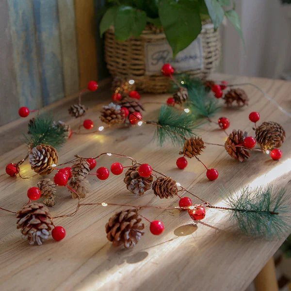 Splendas Christmas Pine Cone String Lights Warm White LED Fairy Lights Indoor
