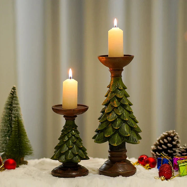 Christmas Tree Resin Candle Holder - Decorative Holiday Candlestick in Small, Medium and Large