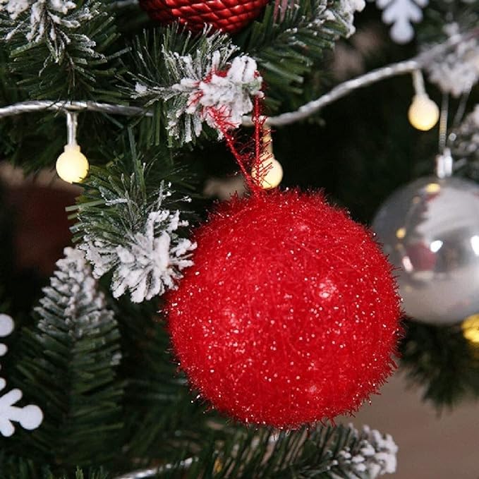 Snow Flocked Christmas Tree Pre-Decorated Hinged Tree with Star Ornaments Eco-Friendly