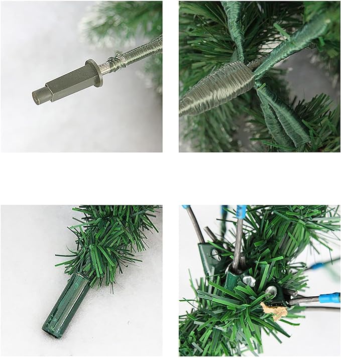 Snow Flocked Christmas Tree Pre-Decorated Hinged Tree with Star Ornaments Eco-Friendly