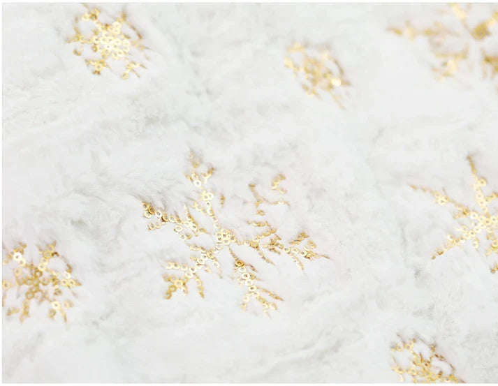 Christmas Embroidery Tree Skirt Of Rabbit Fur Fabrics For Decorations