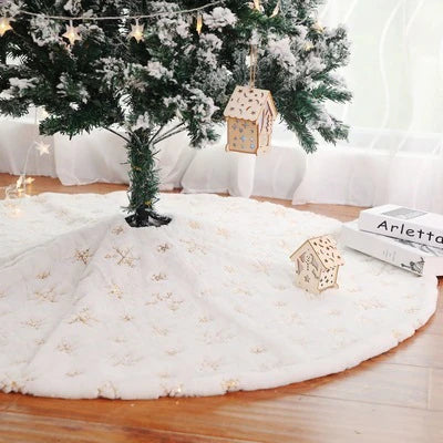 Christmas Embroidery Tree Skirt Of Rabbit Fur Fabrics For Decorations