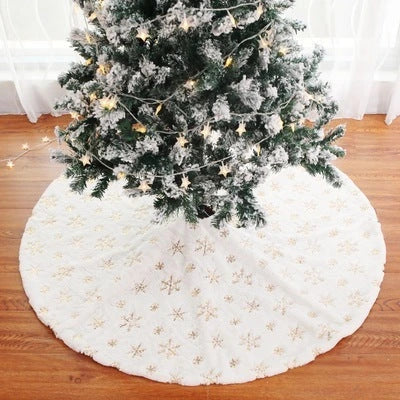 Christmas Embroidery Tree Skirt Of Rabbit Fur Fabrics For Decorations