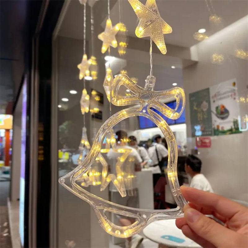 Christmas LED Window Lights 3pcs Star Hanging Lamp Ornaments for Home Decoration