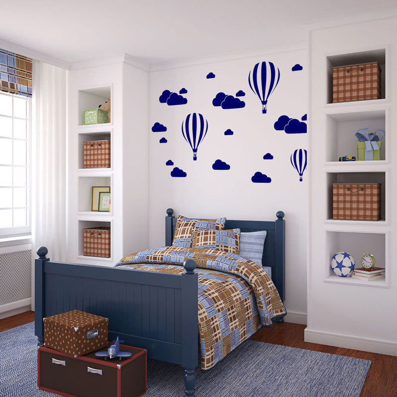 Hot Air Balloon Cloud Wall Stickers PVC Mural Decals for Kids Room and Living Room