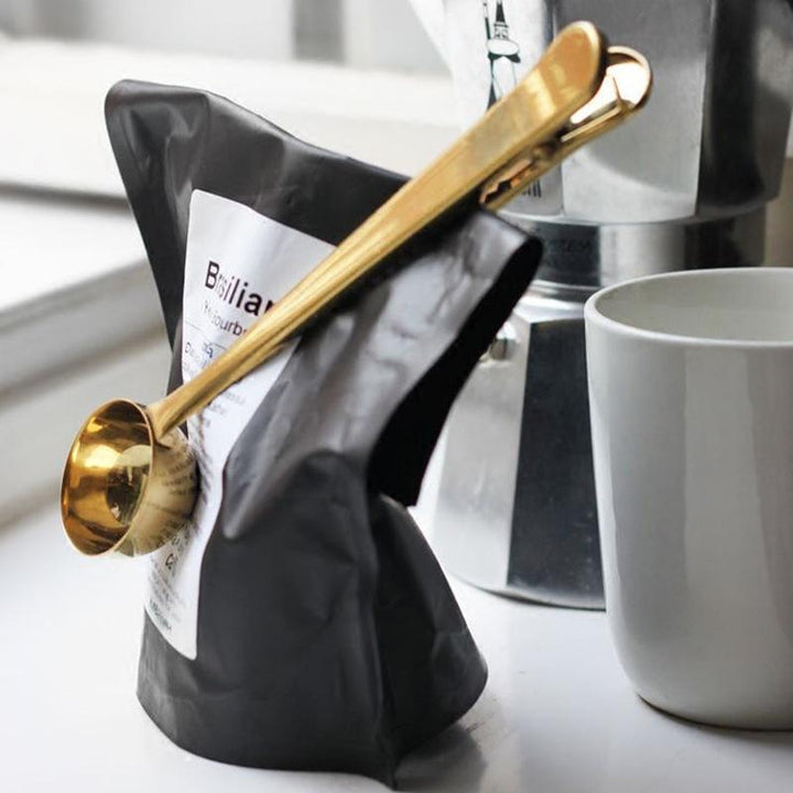 Durable Stainless Steel Coffee Scoop Clip with Bag Sealer & Measuring Spoon