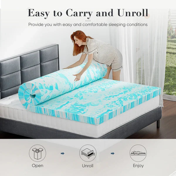 Splendas Memory Foam Mattress Topper – Cooling Gel Swirl for Back Pain Relief | 2" & 3"