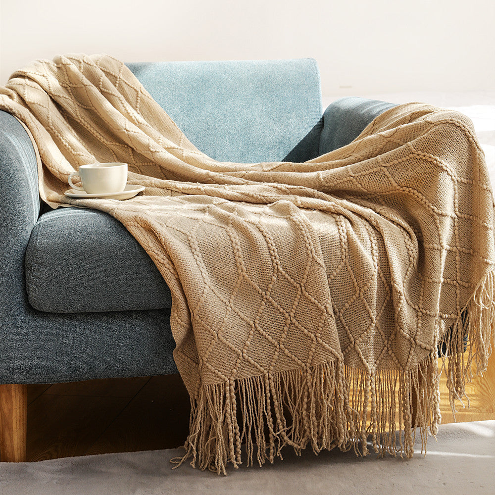 Coral Fleece Throw Blanket Soft Solid Color for Sofa and Bed
