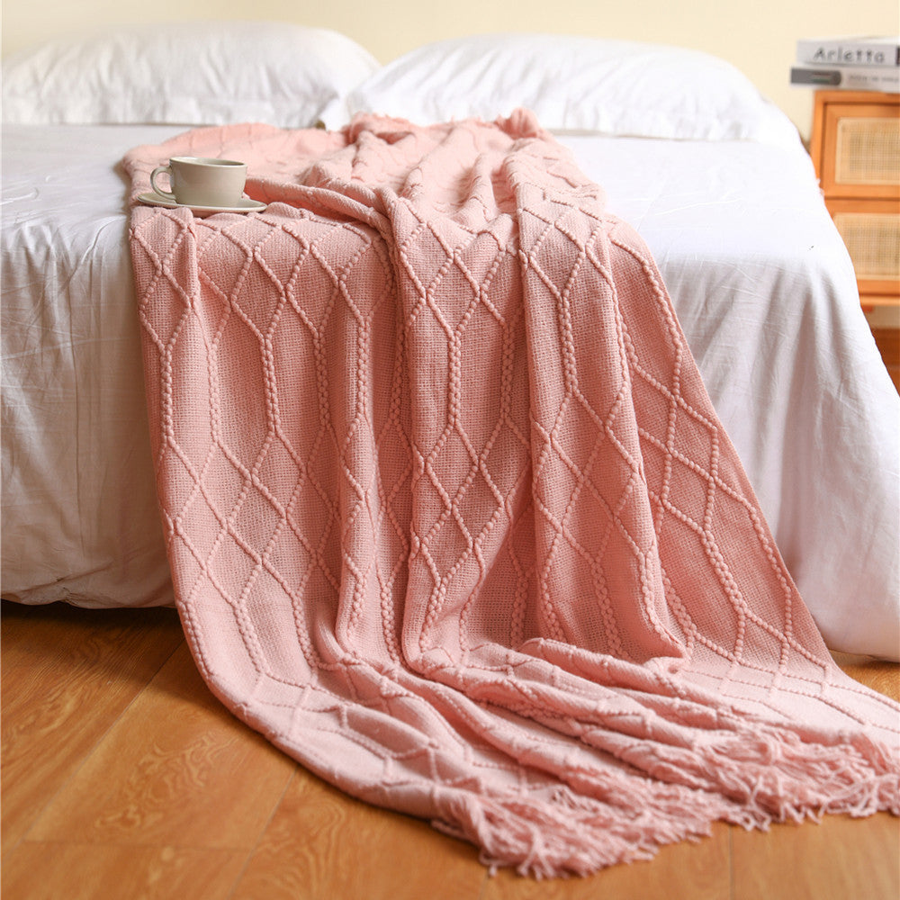 Coral Fleece Throw Blanket Soft Solid Color for Sofa and Bed
