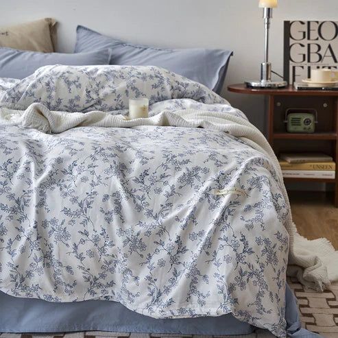 Splendas 4-Piece Cotton Bedding Set Double Layer Soft Breathable | Queen King