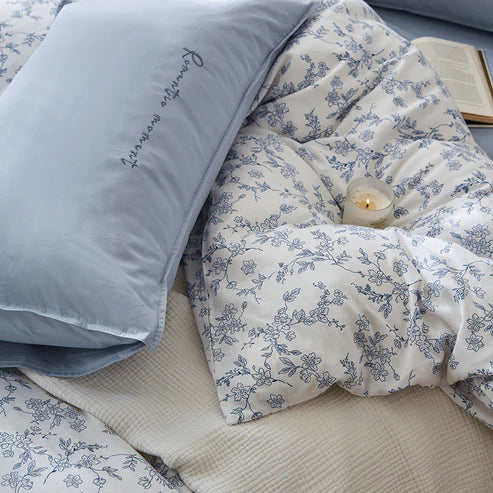Splendas 4-Piece Cotton Bedding Set Double Layer Soft Breathable | Queen King