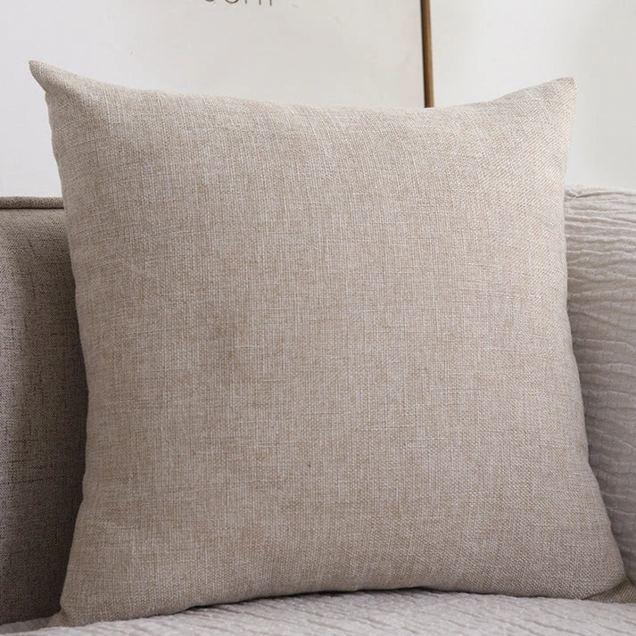 Cotton Linen Throw Pillow - Solid Color Sofa Cushion | 10 Colors 4 Sizes