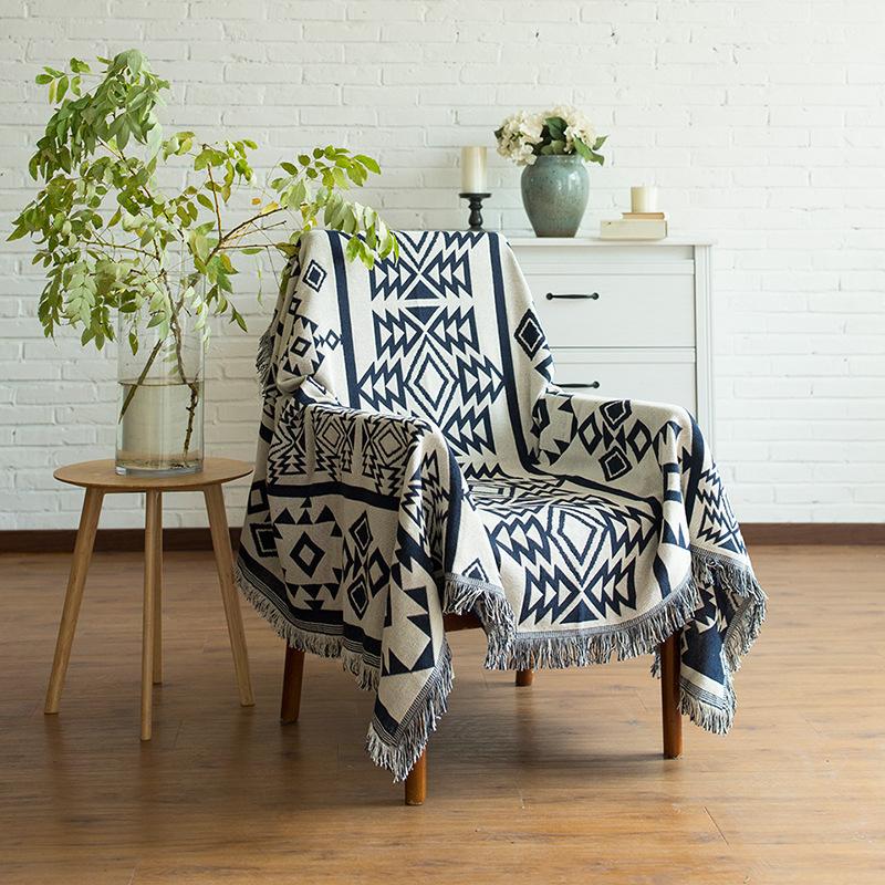 Splendas Geometric Throw Blanket Woven Cotton Lightweight Breathable | Sofa & Bed | 4 Sizes
