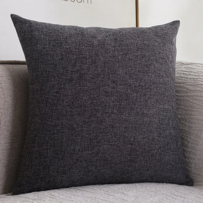 Cotton Linen Throw Pillow - Solid Color Sofa Cushion | 10 Colors 4 Sizes