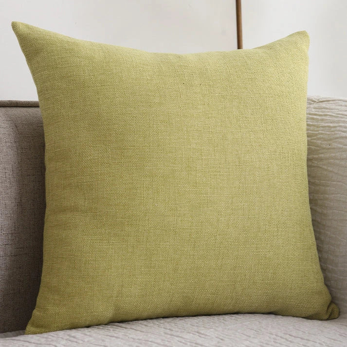 Cotton Linen Throw Pillow - Solid Color Sofa Cushion | 10 Colors 4 Sizes
