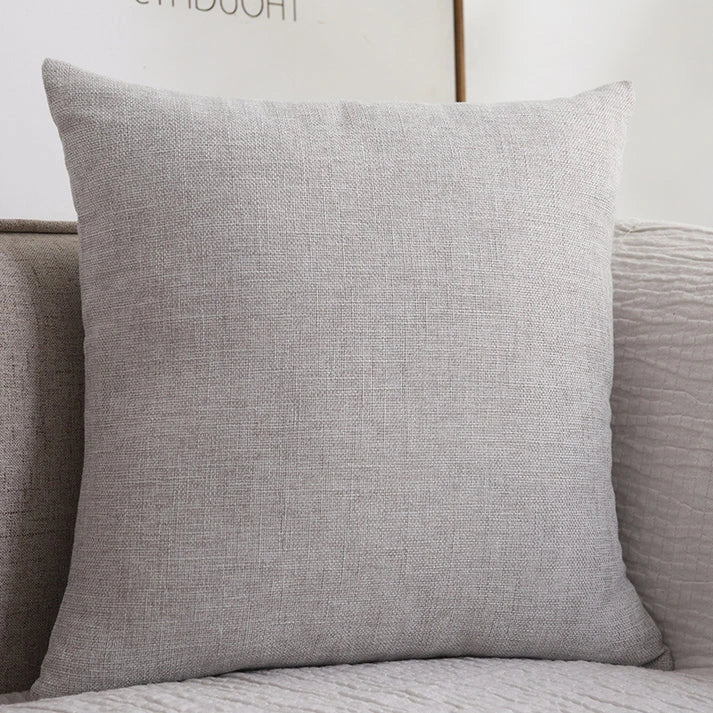 Cotton Linen Throw Pillow - Solid Color Sofa Cushion | 10 Colors 4 Sizes