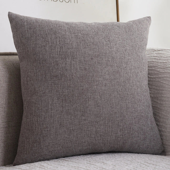 Cotton Linen Throw Pillow - Solid Color Sofa Cushion | 10 Colors 4 Sizes