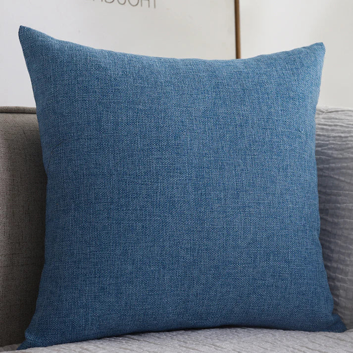 Cotton Linen Throw Pillow - Solid Color Sofa Cushion | 10 Colors 4 Sizes