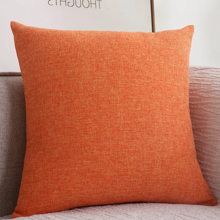 Cotton Linen Throw Pillow - Solid Color Sofa Cushion | 10 Colors 4 Sizes