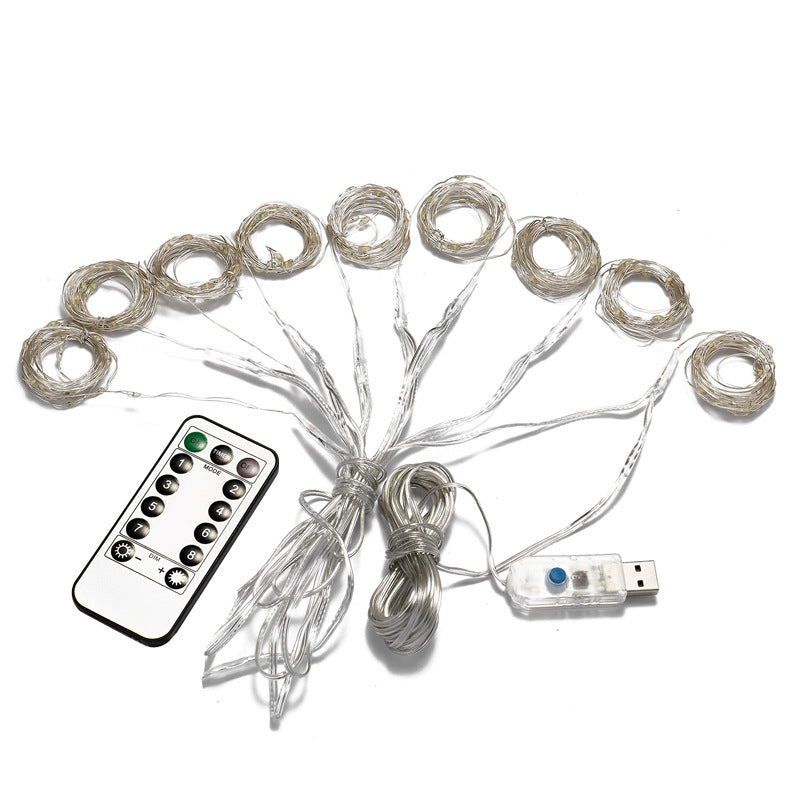 Curtain Lamp 300 LED Copper Wire String Lights with USB and Remote Control