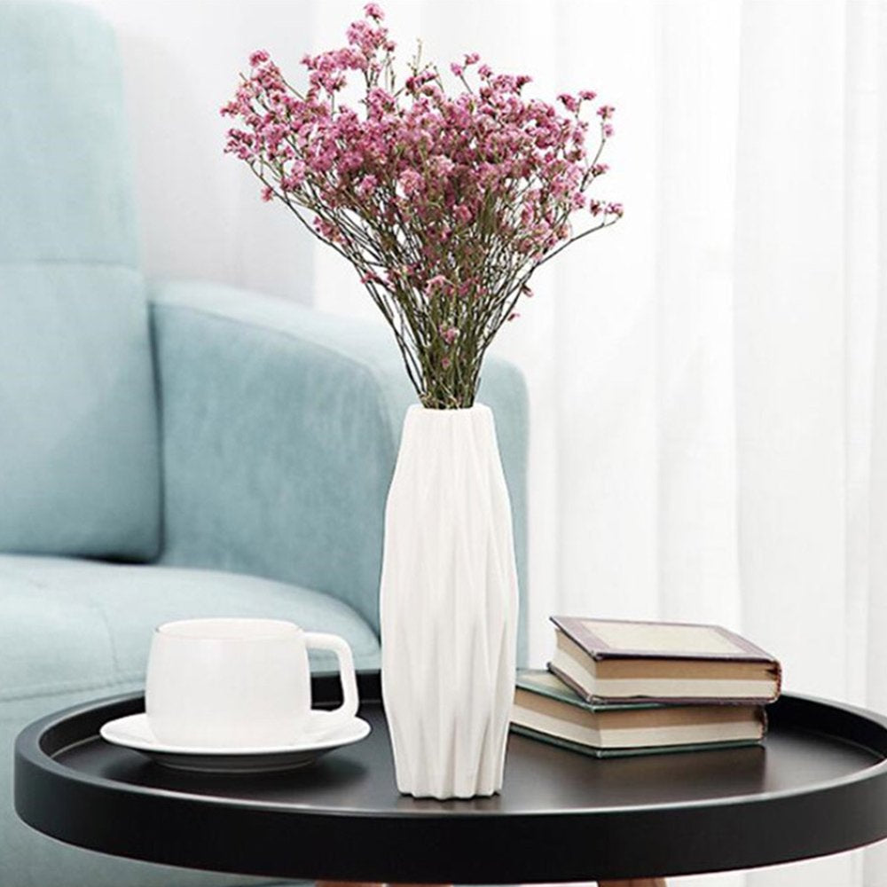 Unbreakable Tall Geometric Plastic Vase(White/Green/Pink)