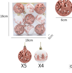 9pcs Christmas Balls Set Xmas Tree Hanging Pendants Shiny Drop Ornaments Home Decor