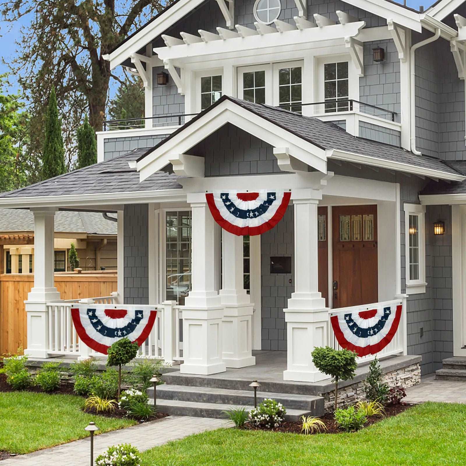 Decoration Bunting Patriotic Flag Fan Stripes American Canvas Seasonal Set