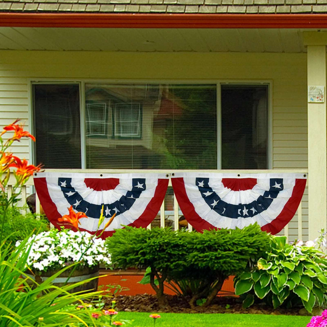 Decoration Bunting Patriotic Flag Fan Stripes American Canvas Seasonal Set