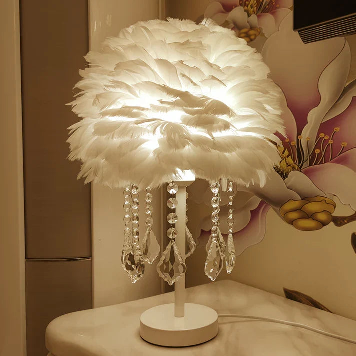 Modern Bedroom Feather Table Decorative Lamp
