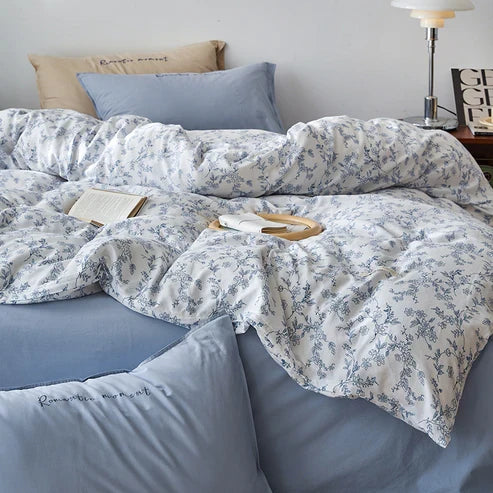 Splendas 4-Piece Cotton Bedding Set Double Layer Soft Breathable | Queen King