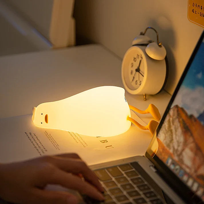 Flat Duck Night Lamp Children's Bedside Table Silicone Light Bulbs Dimming Atmosphere Gift