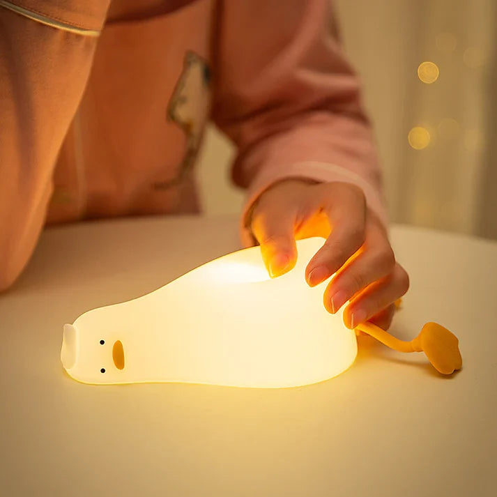 Flat Duck Night Lamp Children's Bedside Table Silicone Light Bulbs Dimming Atmosphere Gift
