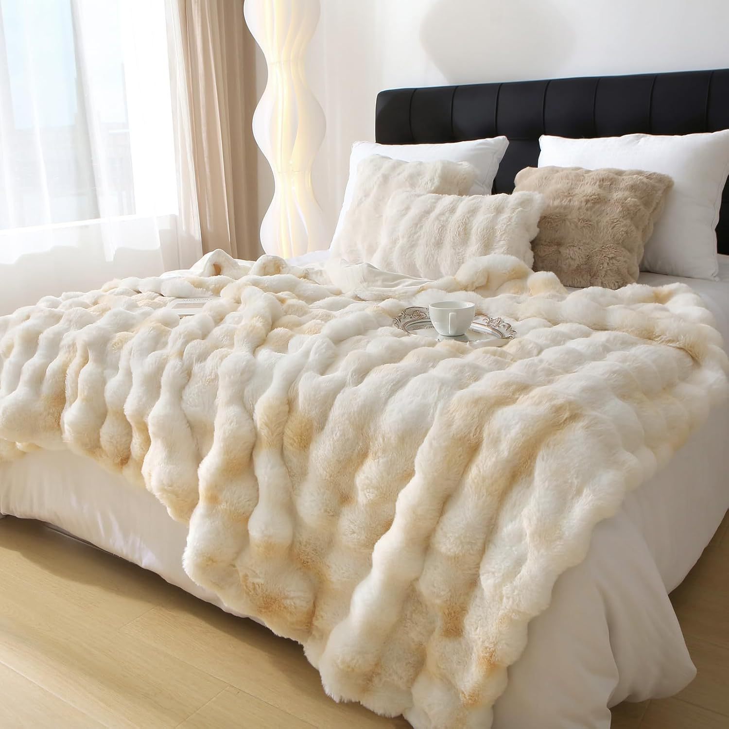 Splendas Tie Dye Throw Blanket Soft Faux Fur Cozy Blanket for Bed & Sofa