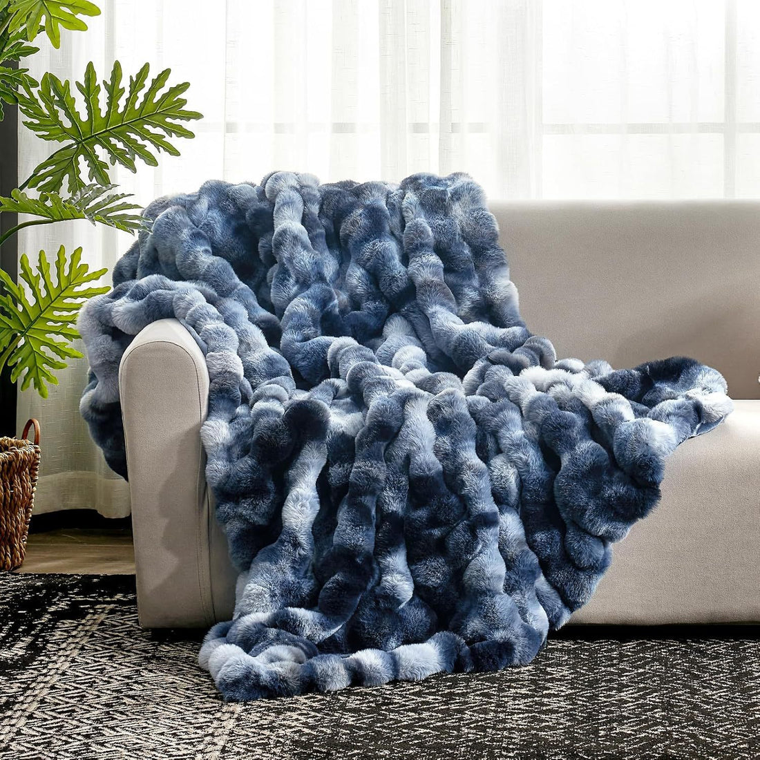 Splendas Tie Dye Throw Blanket Soft Faux Fur Cozy Blanket for Bed & Sofa
