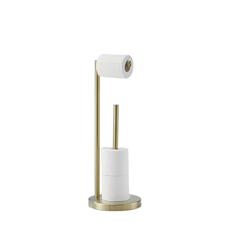 Standing Toilet Paper Holder with Extra Roll Storage, Stainless Steel, Matte Black