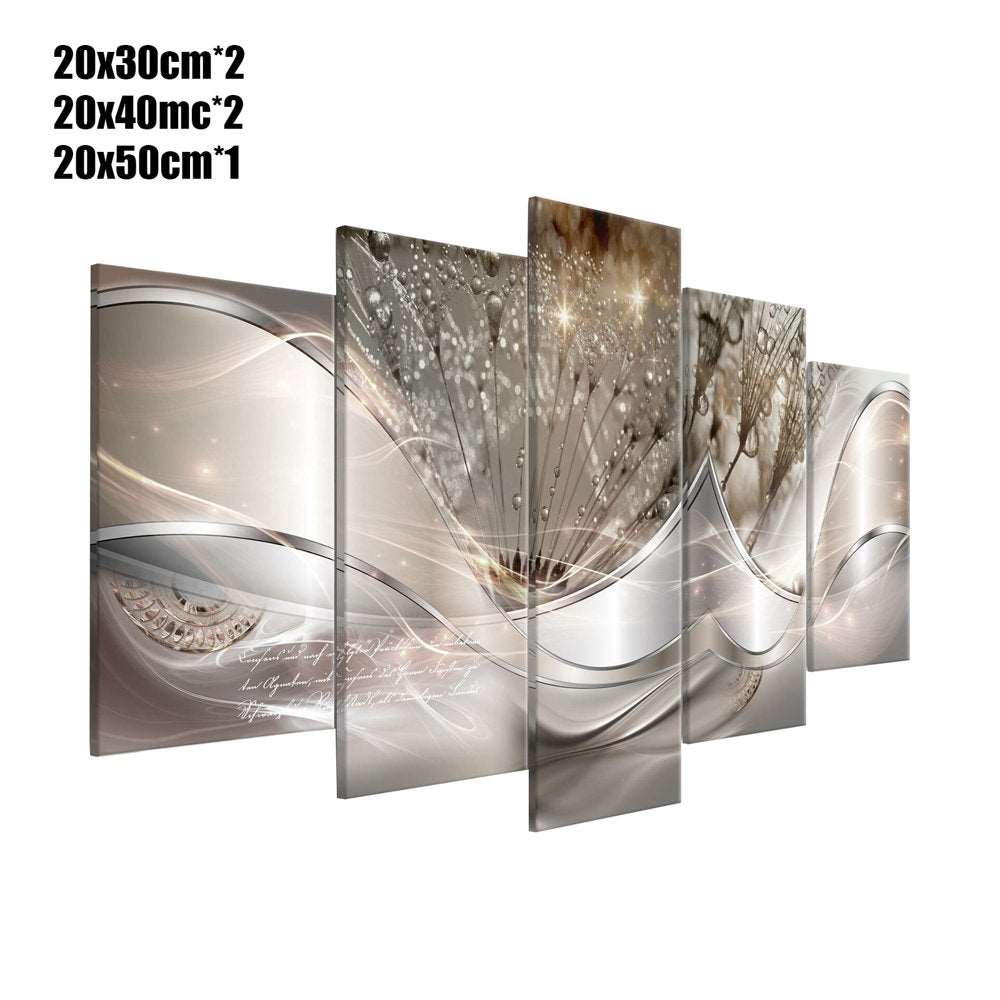 Set of 5 Abstract Flower Canvas Background Wall-Art