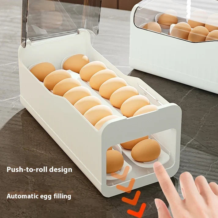 Kitchen Food Grade Slide Egg Storage Box Drop Resistant Egg Holder for Fridge