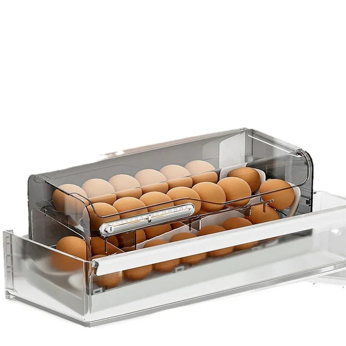 Kitchen Food Grade Slide Egg Storage Box Drop Resistant Egg Holder for Fridge
