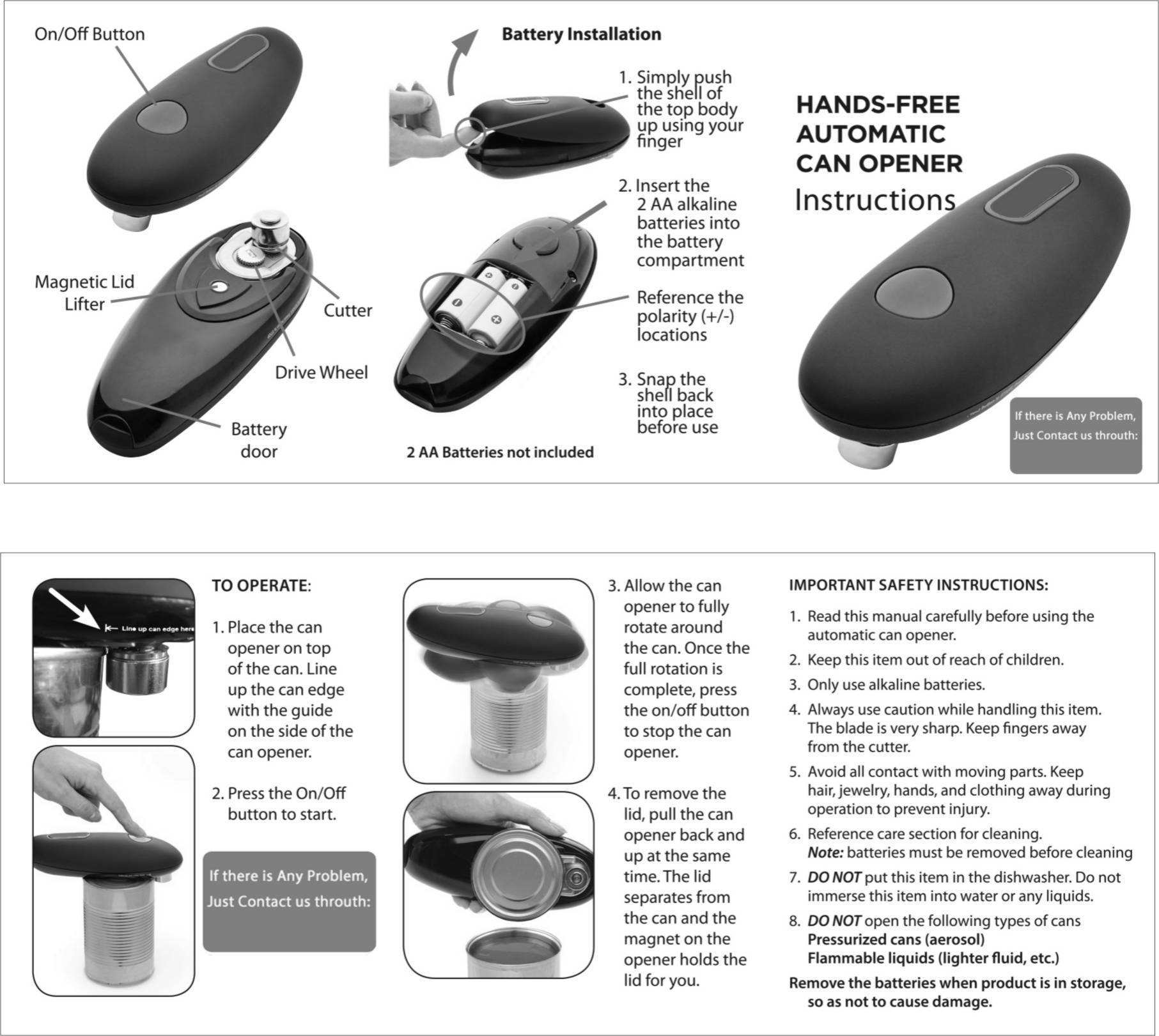 Electric Can Opener Automatic One Touch Portable Kitchen Opener Tool