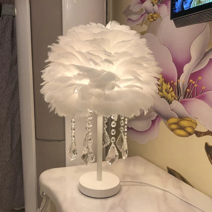 Modern Bedroom Feather Table Decorative Lamp