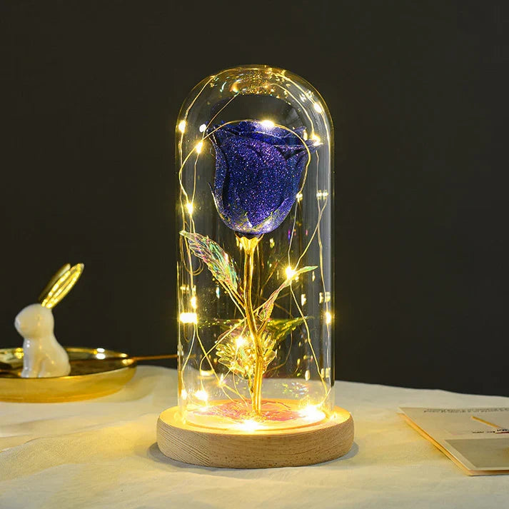 Eternal Flowers Soft LED Light In Glass Cover Rose Paradise