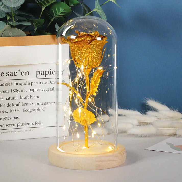 Eternal Flowers Soft LED Light In Glass Cover Rose Paradise